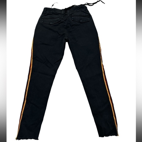 Pam & Gela Black Uniform Side Stripe Pant Adjustable Lace Up Back Waist Size 24 - Picture 6 of 15